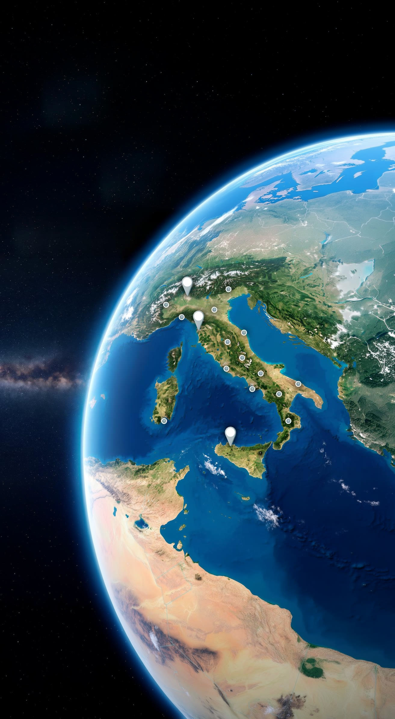 L'Italia vista dallo spazio con le sedi SEAC